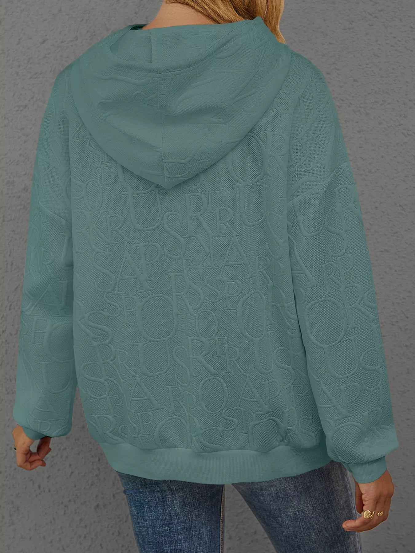 Sarah Express Women's Embossed Lettering Casual Hoodie Plus Size