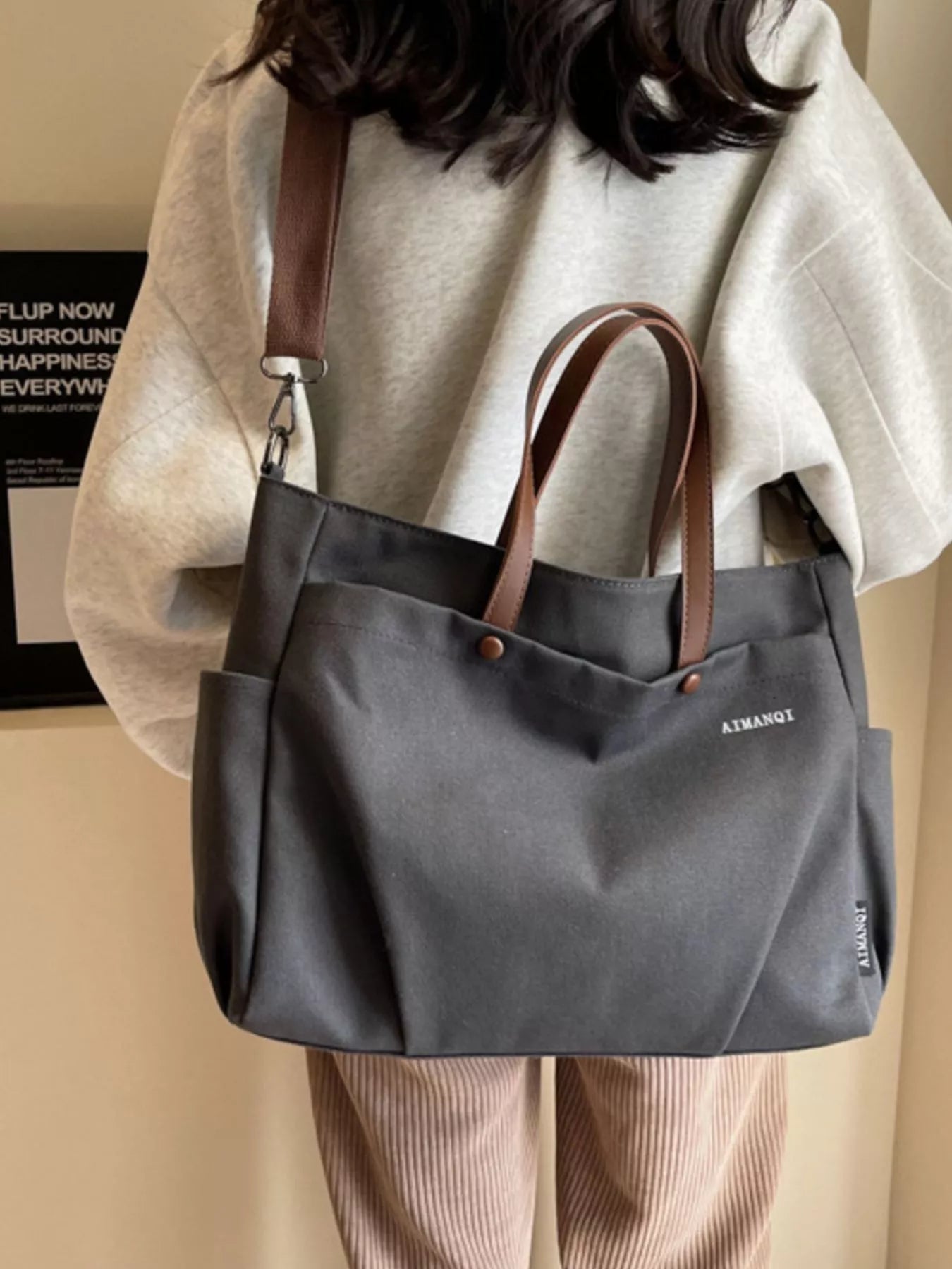 Sarah Express Women's Canvas Tote Crossbody Bag - Large Capacity Shoulder Handbag