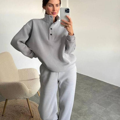 Sarah Express Women's Oversized Hoodie and Jogger Set - 2 Piece Tracksuit Lounge Wear Gray