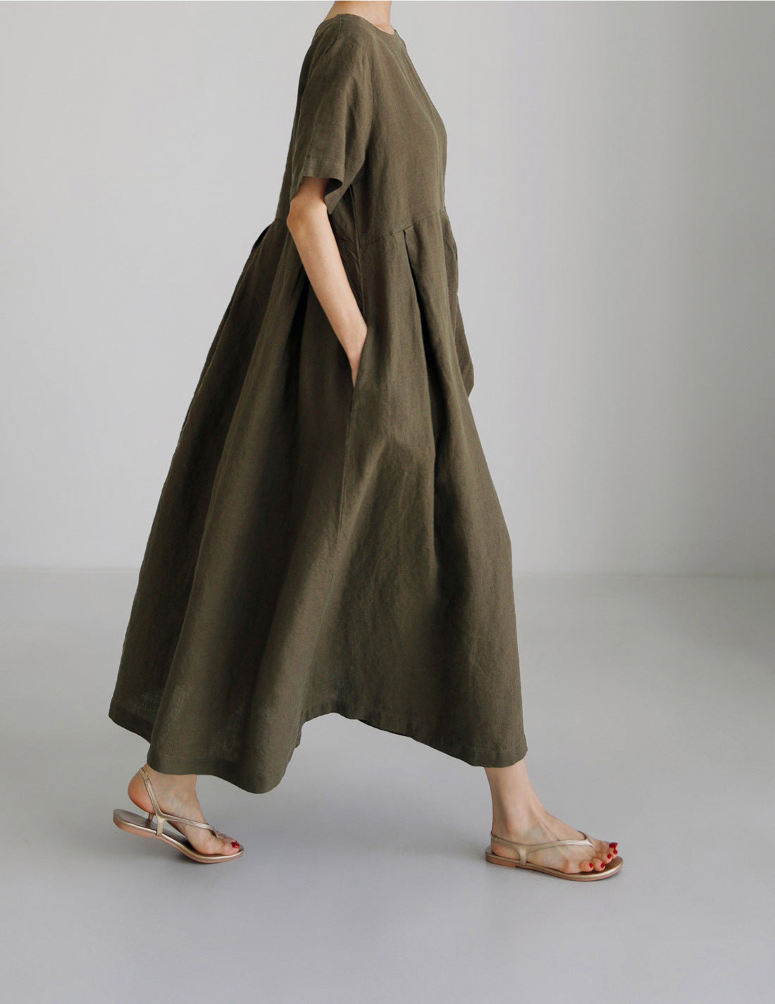 Sarah Express Women's Loose Fit Round Neck Maxi Dress A-Line Pullover