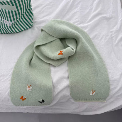 Sarah Express Women's Butterfly Embroidered Knitted Scarf - Soft Polyester Winter Wrap