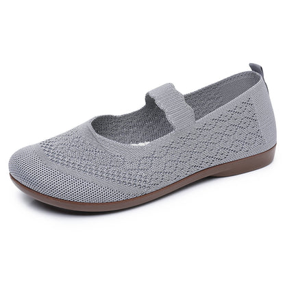 Sarah Express Breathable Slip-On Soft-Soled Non-Slip Casual Flat Shoes Gray