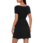 Sarah Express Women's A-Line Midi Dress Half Sleeve Solid Color Pullover