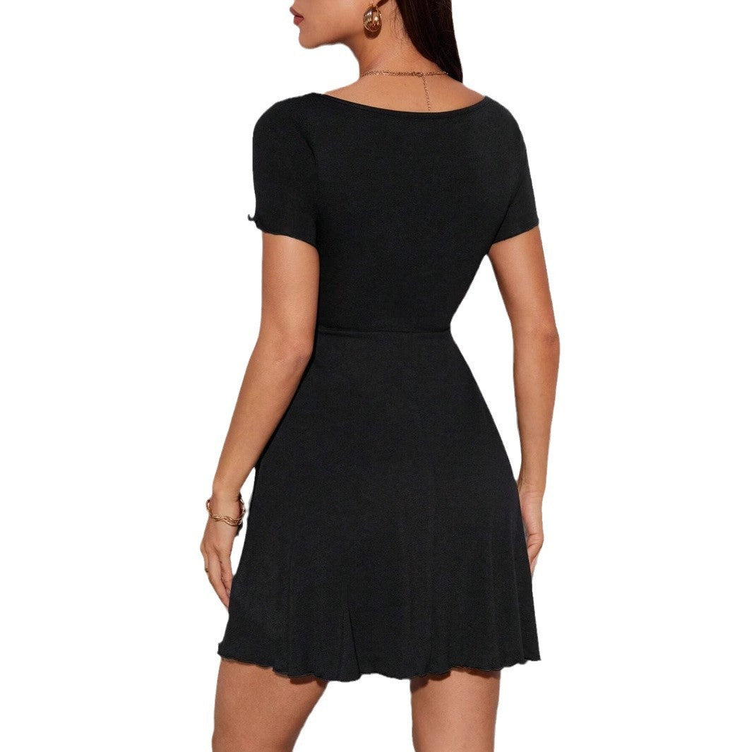 Sarah Express Women's A-Line Midi Dress Half Sleeve Solid Color Pullover