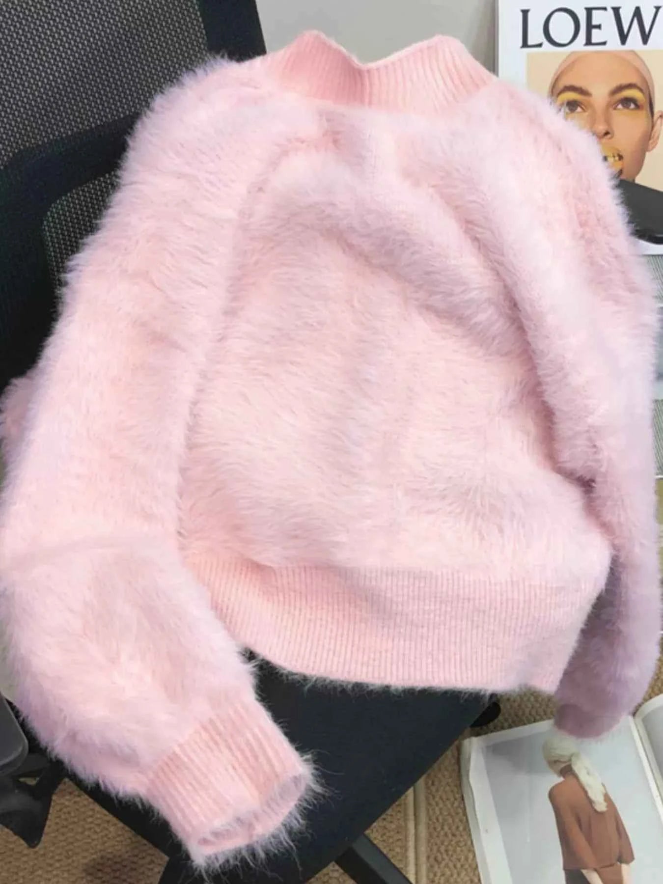 Sarah Express Women's Fuzzy Bow Button Up Cardigan - Cozy Knit Sweater