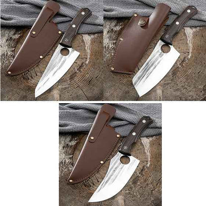 Sarah Express Professional Deboning Knife - Molybdenum Vanadium Steel Kitchen Knife for Meat Processing 3PC with cover set