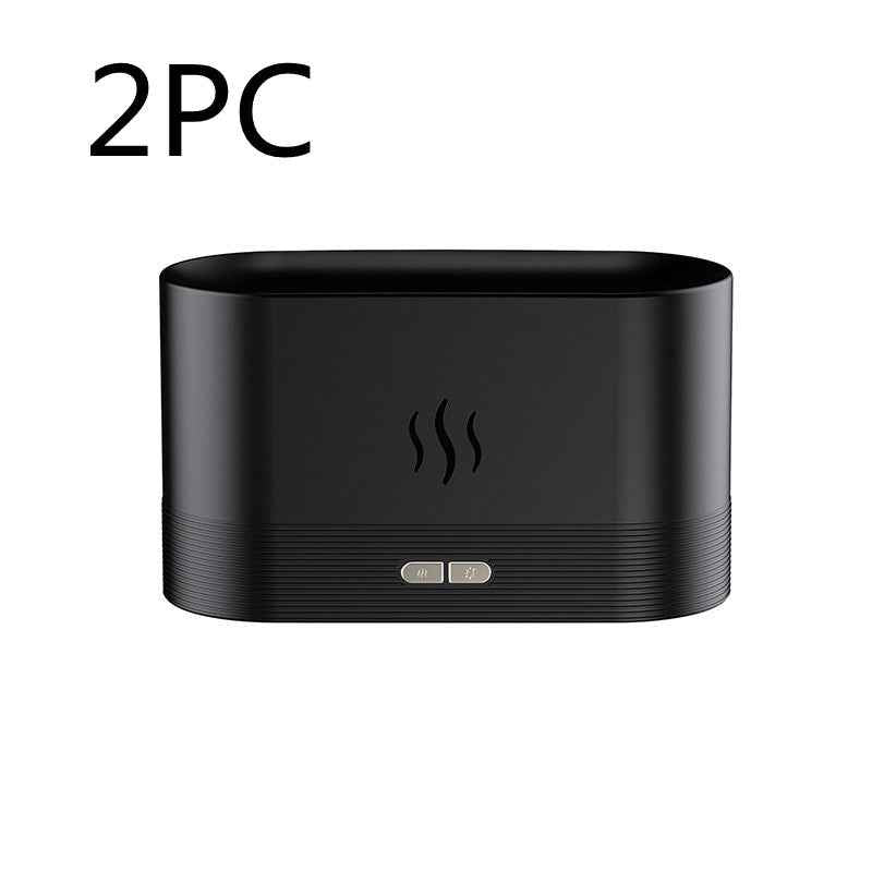 Sarah Express Flame Effect Aroma Diffuser Humidifier with LED Light - Ultrasonic Essential Oil Diffuser for Home Office Spa Yoga Black 2PC USB plug in version