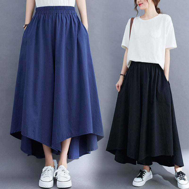Sarah Express Women's High Waist Wide Leg Cropped Pants Loose Fit Work Casual Trousers with Pockets