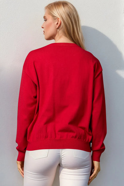 Sarah Express Women's Nutcracker Sequin Long Sleeve Sweater