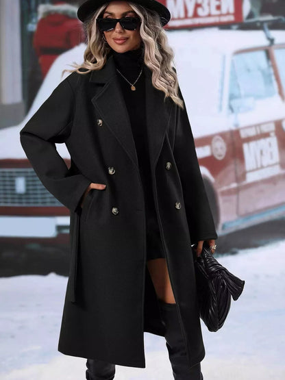 Sarah Express Women's Double-Breasted Lapel Collar Overcoat