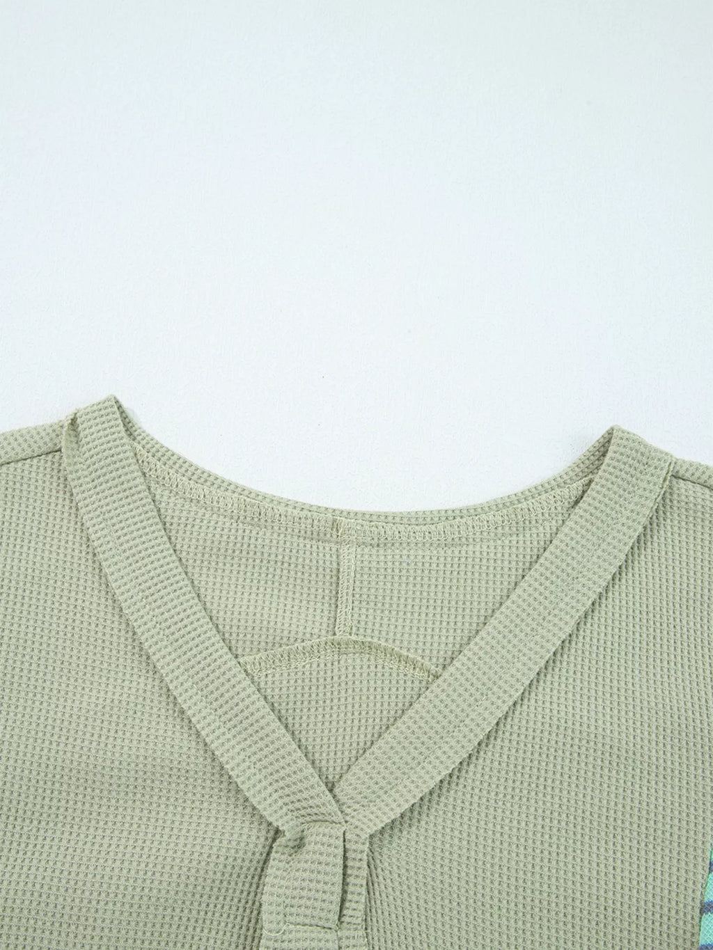 Sarah Express Women's Exposed Seam Waffle Striped Patchwork Baggy Blouse