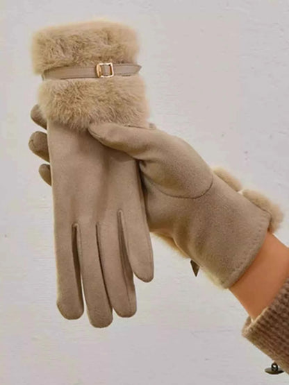 Sarah Express Women's Faux Fur Cuff Gloves - Cozy Winter Accessory