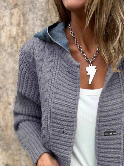 Sarah Express Women's Hooded Cable Knit Longline Cardigan - Plus Size Available