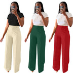 Women's High Waist Wide-Leg Straight Pants