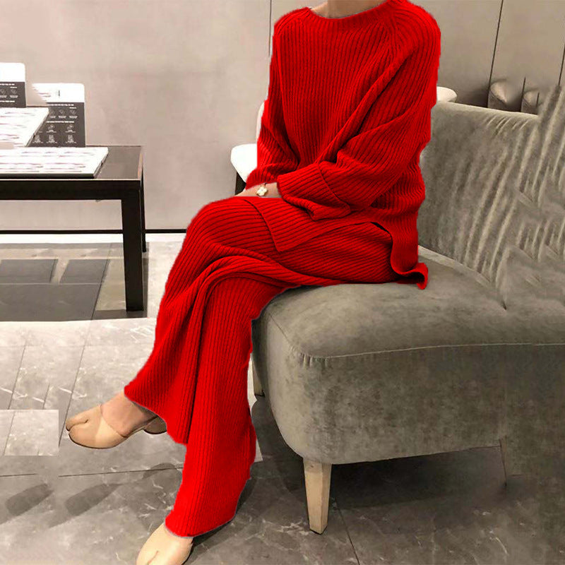 Sarah Express Women's Knit Sweater Two Piece Matching Set Long Sleeve Top Pants