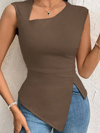 Sarah Express Women's Slit Asymmetrical Tank Top