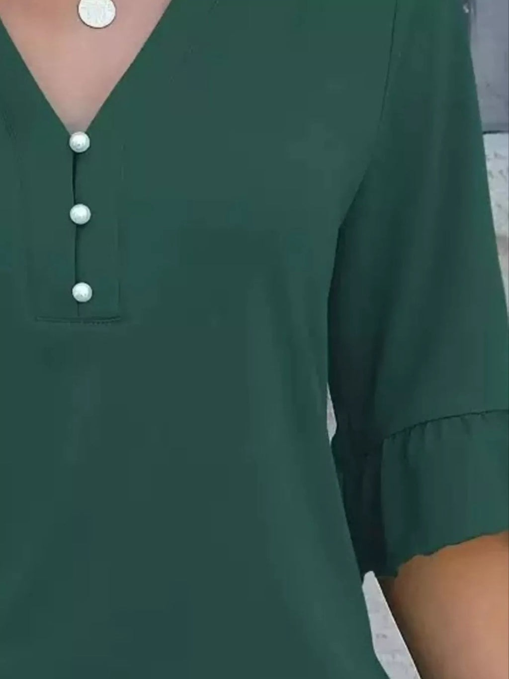 Sarah Express Women's Notched Flounce Sleeve Blouse - Plus Size Button Front Top