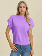 Sarah Express Women’s Plus Size Short Sleeve Mock Neck Viscose Sweater
