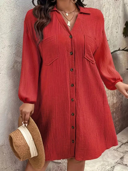 Sarah Express Women's Plus Size Casual Button-Down Shirt Dress