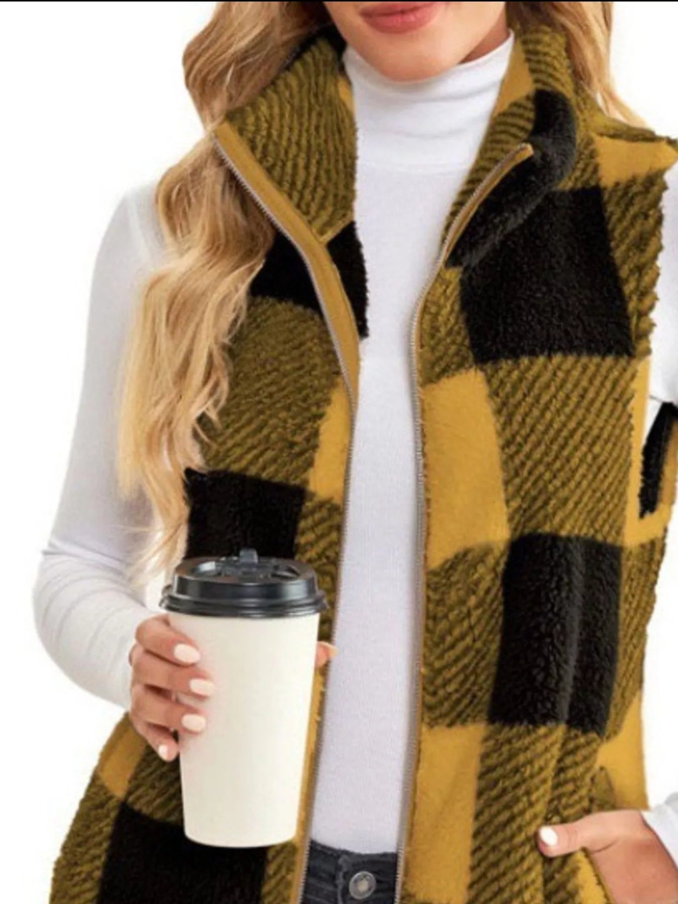 Sarah Express Women's Color Block Zip Up Vest Coat Plus Size