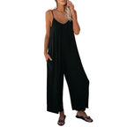 Women's Sleeveless Jumpsuit with Pockets - Casual Loose Fit Romper