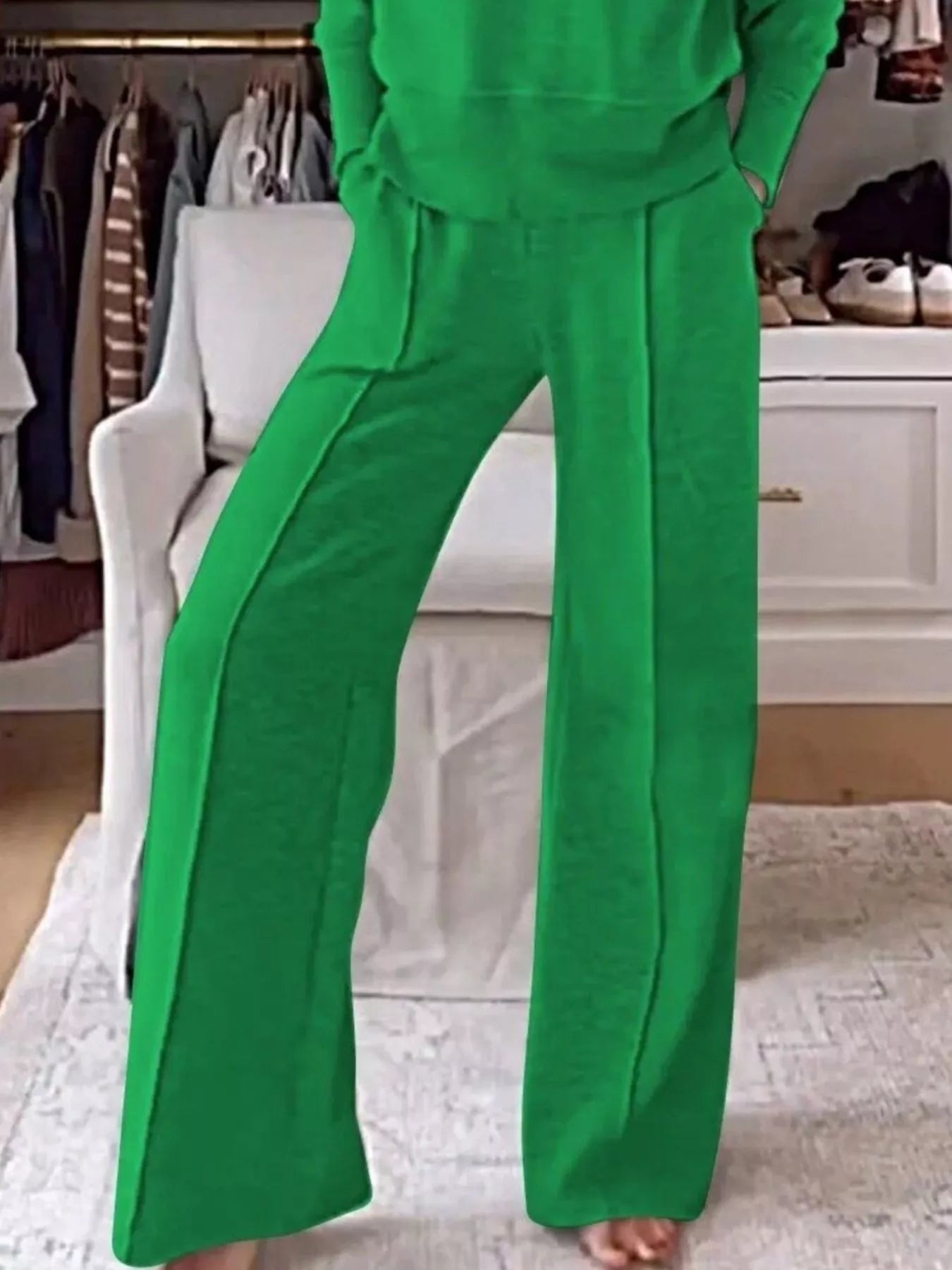 Sarah Express Women's Cozy V-Neck Top and Pants Lounge Set