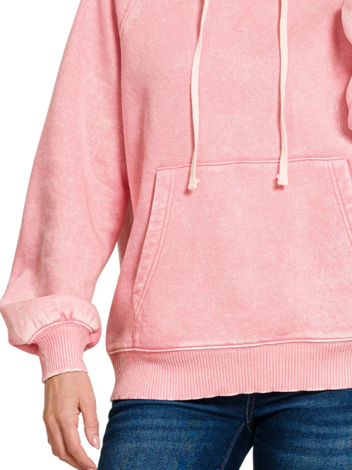 Sarah Express Women’s Acid Wash Fleece Hoodie with Kangaroo Pocket
