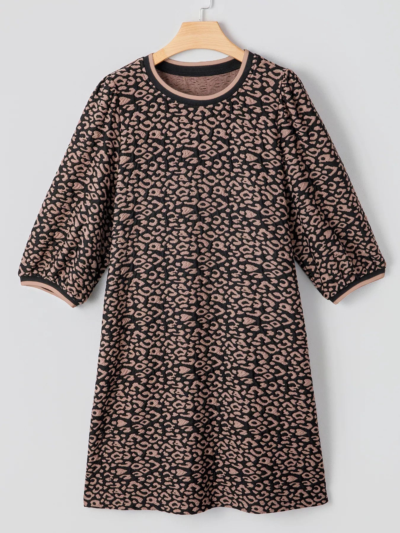 Sarah Express Women's Leopard Print Bubble Sleeve Shift Mini Dress