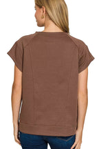 Sarah Express Women’s Textured Knit Jacquard Short Sleeve Top Casual