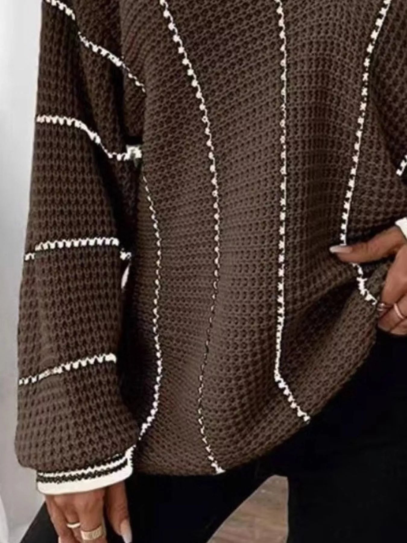 Sarah Express Women's V-Neck Textured Knit Sweater Plus Size