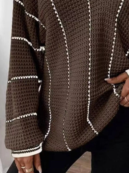 Sarah Express Women's V-Neck Textured Knit Sweater Plus Size