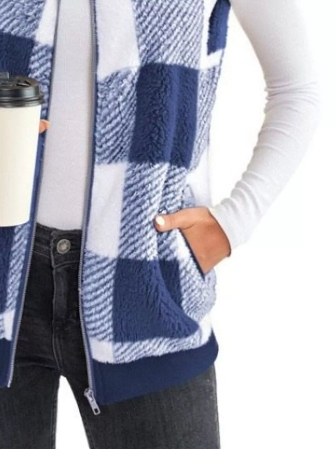 Sarah Express Women's Color Block Zip Up Vest Coat Plus Size