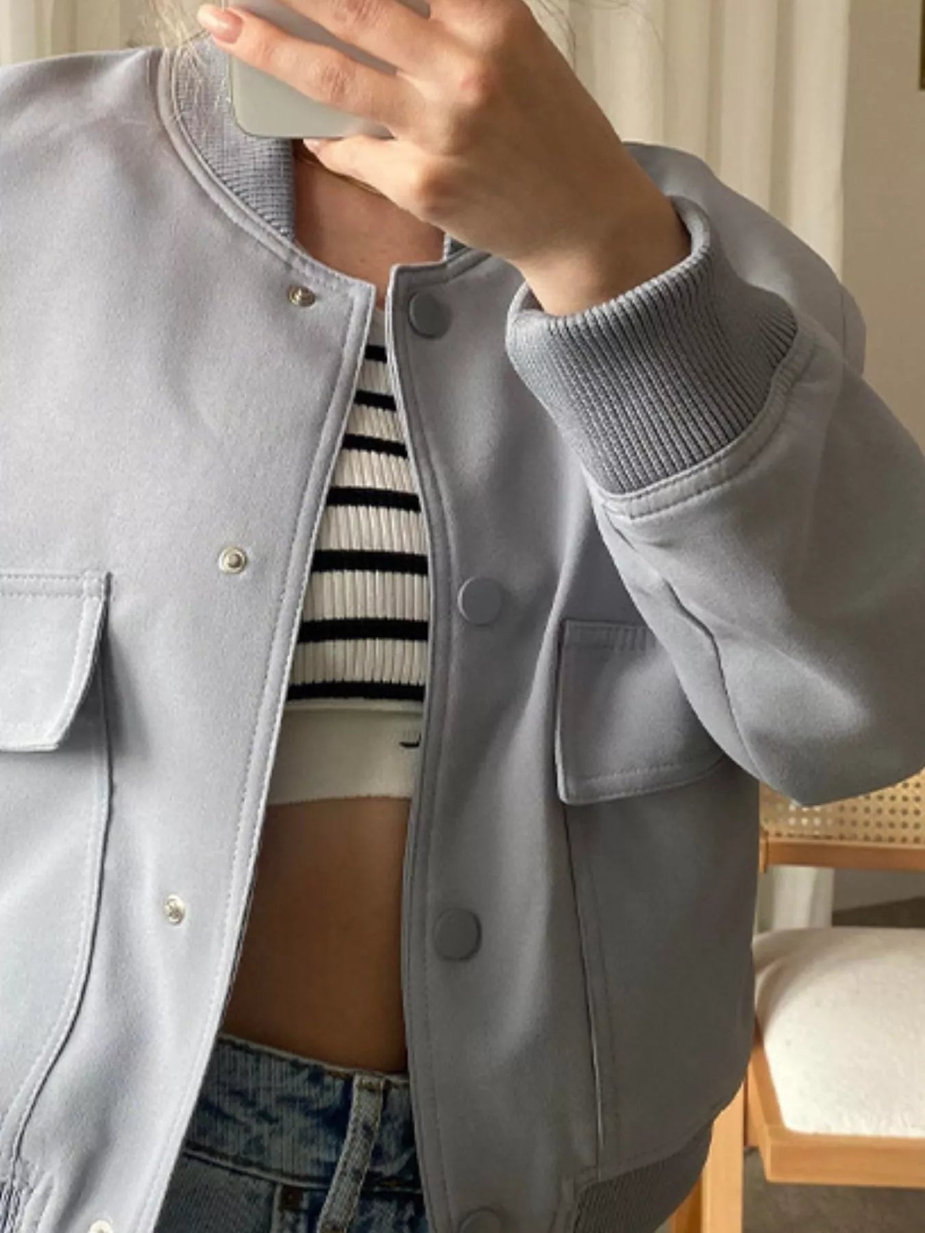 Sarah Express Women's Snap Down Long Sleeve Jacket Plus Size