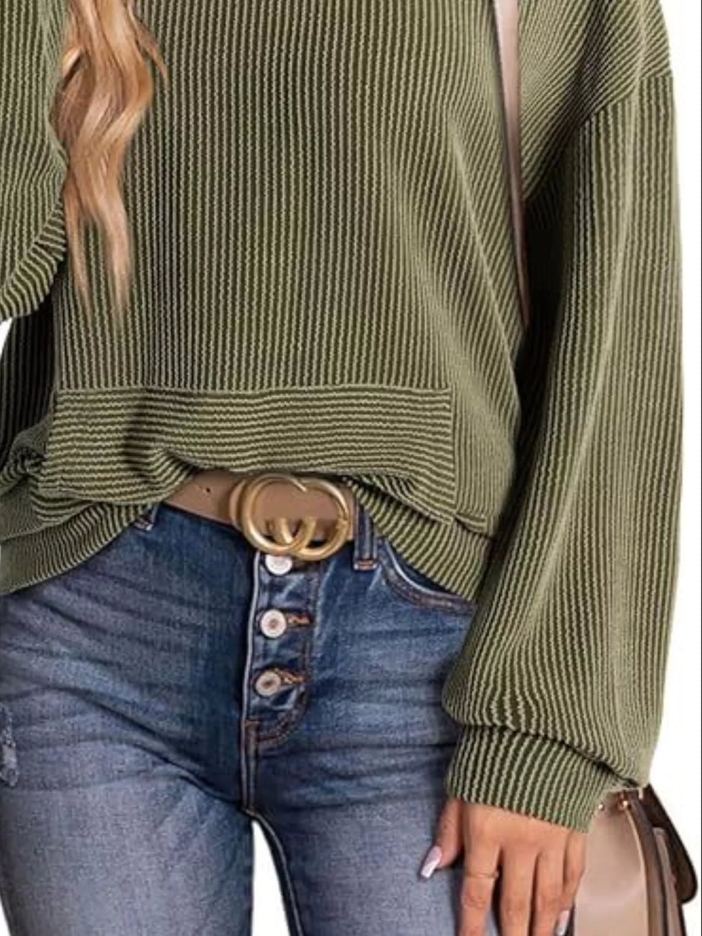 Sarah Express Women's Ribbed Oversized Hoodie Sweatshirt with Pocket