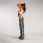 Women's Y2K Denim Overalls High Waist Wide Leg Suspender Jumpsuit