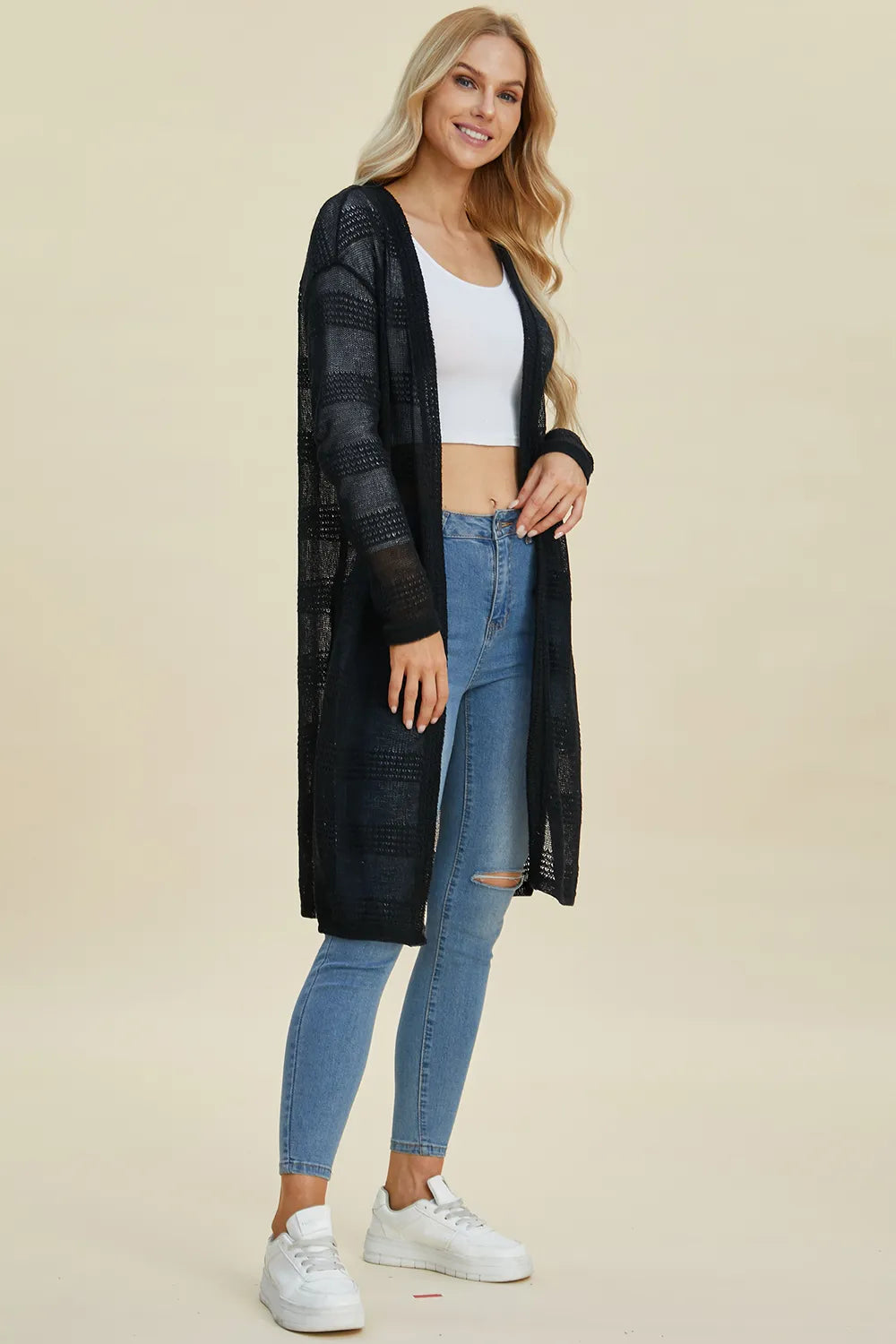 Sarah Express Women’s Plus Size Open Front Longline Cardigan Sweater
