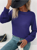 Sarah Express Women's Round Neck Long Sleeve Sweater