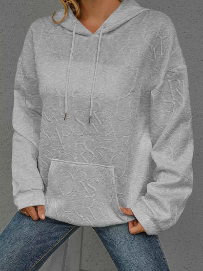 Sarah Express Women's Embossed Lettering Casual Hoodie Plus Size