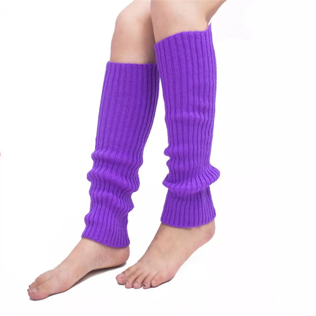 Sarah Express Women's Ribbed Knit Leg Warmers - Acrylic Winter Accessories Purple One Size