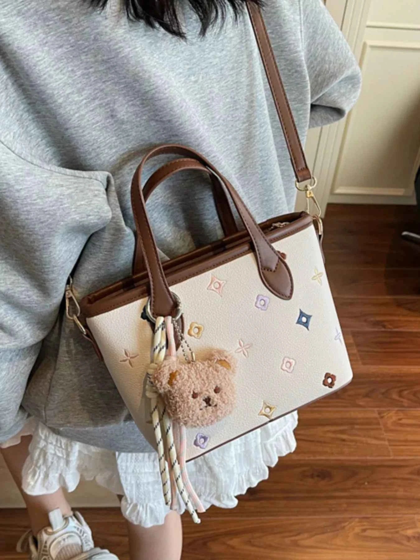 Sarah Express Women's Embroidered Pattern Crossbody Bag - Mini PU Leather Shoulder Bag