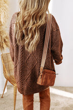 Sarah Express Women's Cable-Knit Sweater Dress Round Neck Long Sleeve Fall Winter Casual Comfort