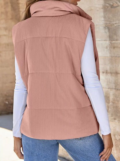 Trendsi Women's Corduroy Zip Up Vest Coat