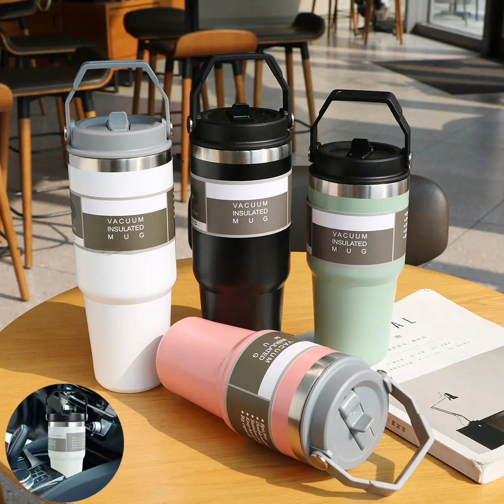 Sarah Express Insulated Stainless Steel Travel Tumbler with Handle - 20oz/30oz Vacuum Coffee Cup Water Bottle