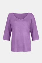 Sarah Express Women's V-Neck Three-Quarter Sleeve Knit Top