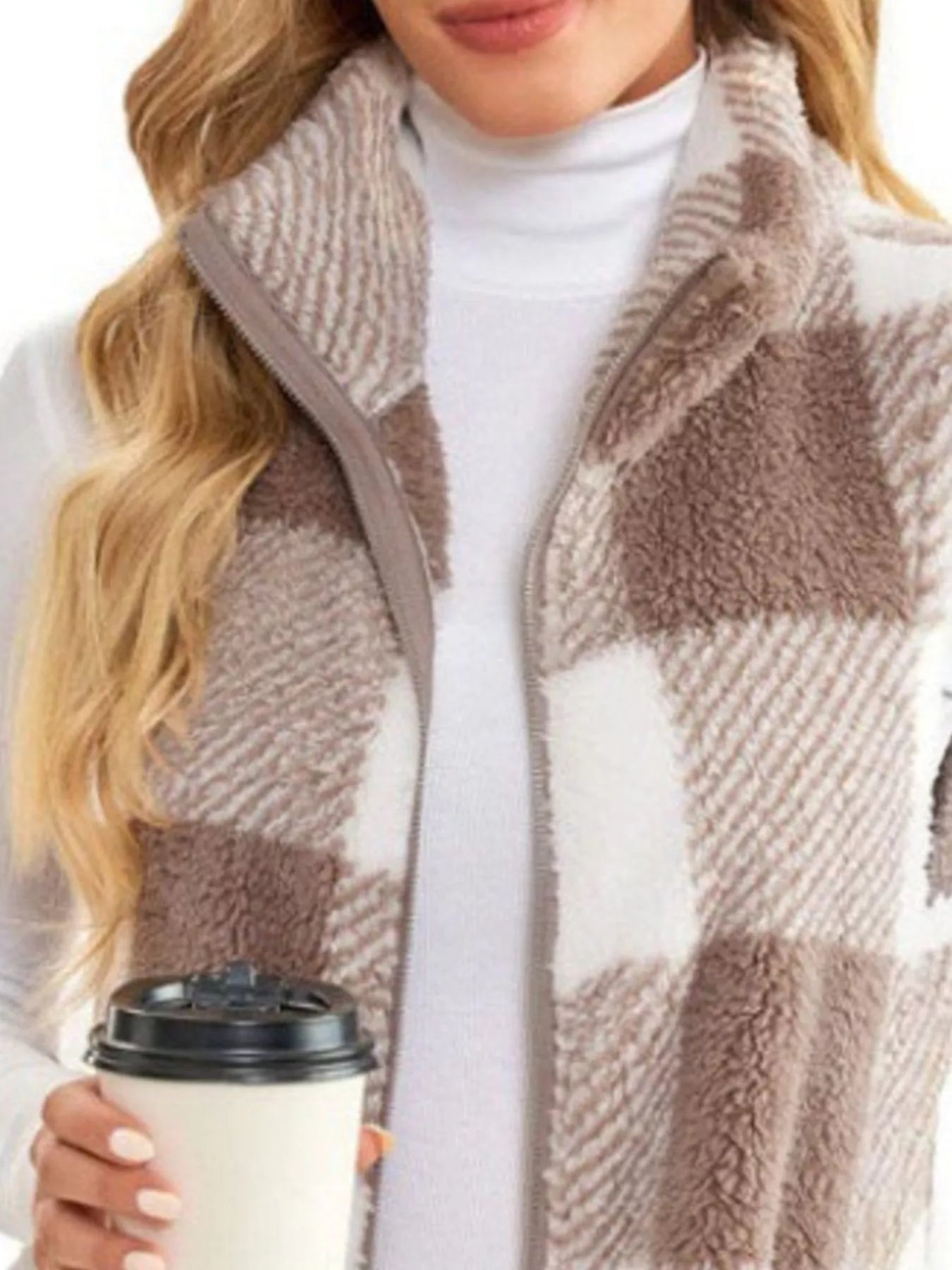 Sarah Express Women's Color Block Zip Up Vest Coat Plus Size