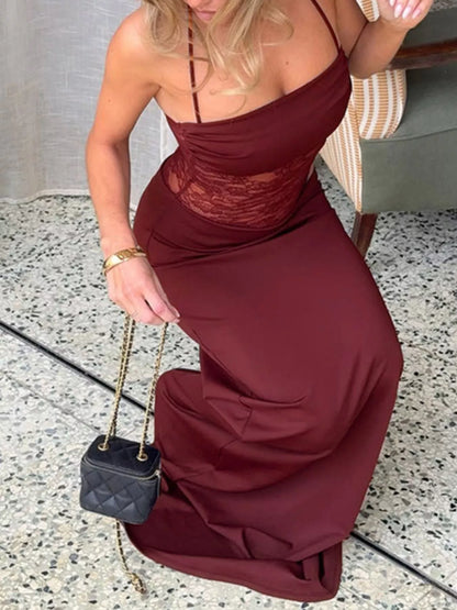 Sarah Express Women's Lace Panel Bodycon Maxi Dress