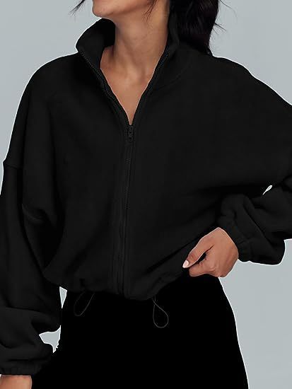 Sarah Express Women's Polar Fleece Stand Collar Zipper Jacket Sports Velvet Cardigan Fall Winter Casual