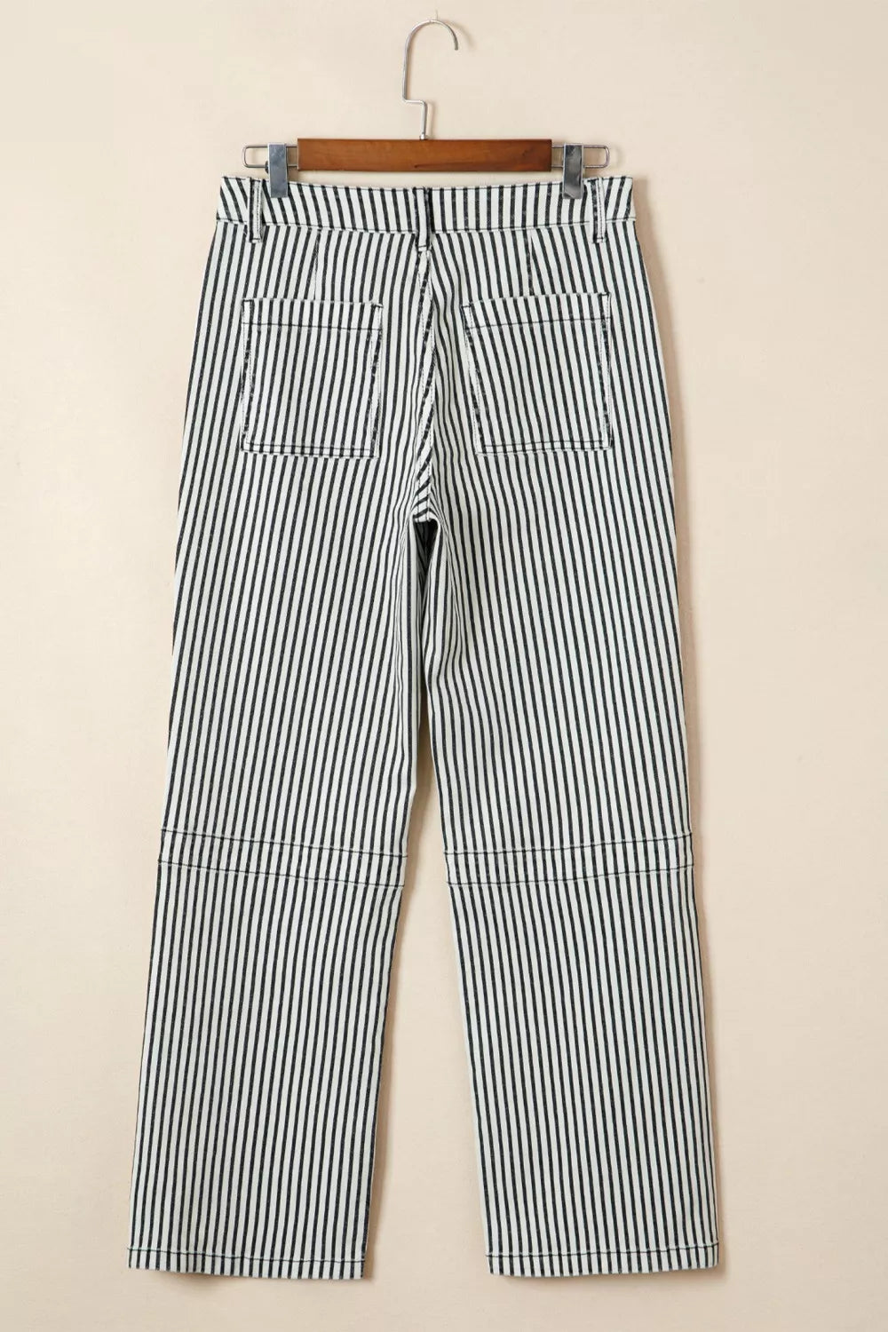 Sarah Express Women's High Waist Stripe Patch Pocket Denim Jeans - Slightly Stretchy Shift Fit