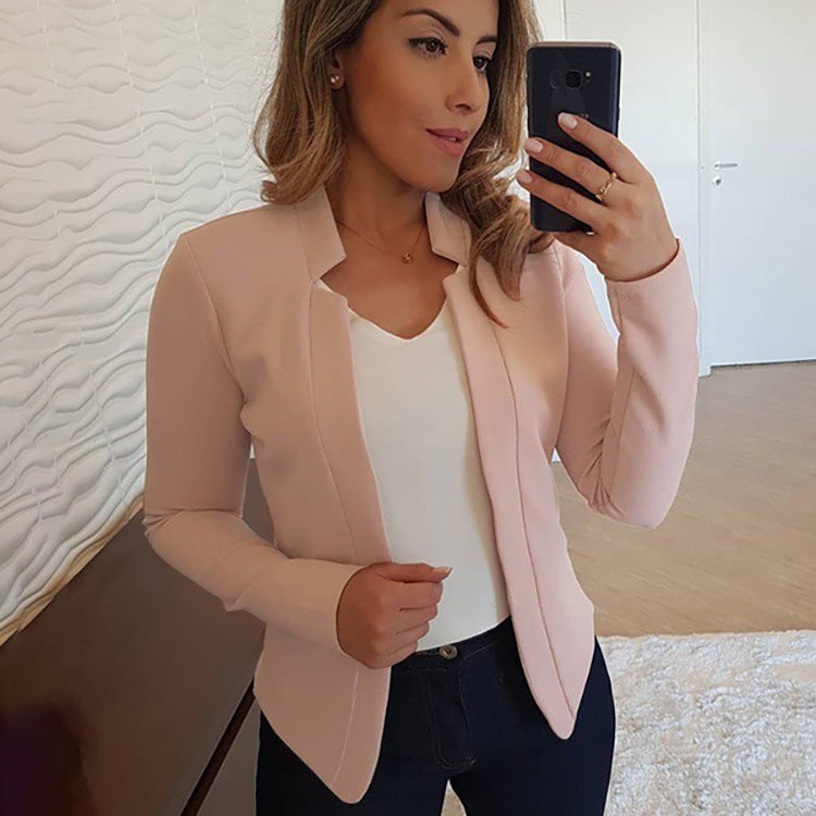 Sarah Express Long Sleeve Cardigan Coat Solid Color Button Front Open Jacket