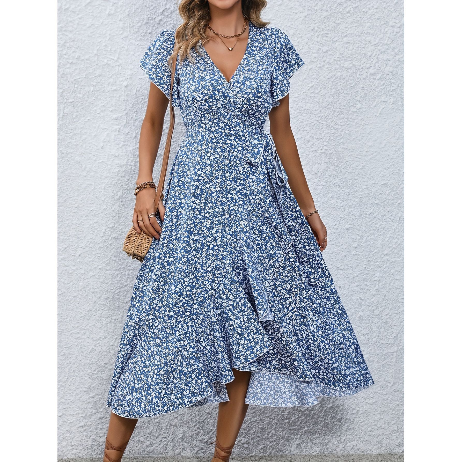 Sarah Express Floral Short Sleeve Fairy Dress Flowing Casual Summer Dress